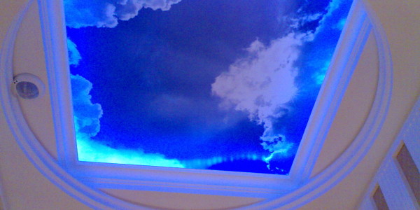 натяжной потолок с фотопечатью. матовый. небо с облаками